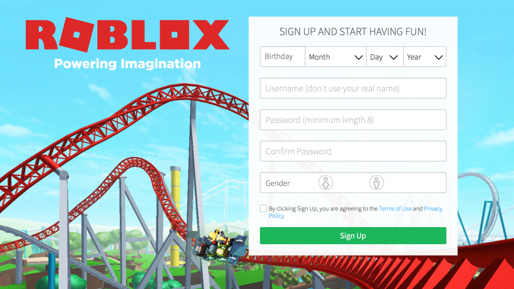 how to sign up for roblox