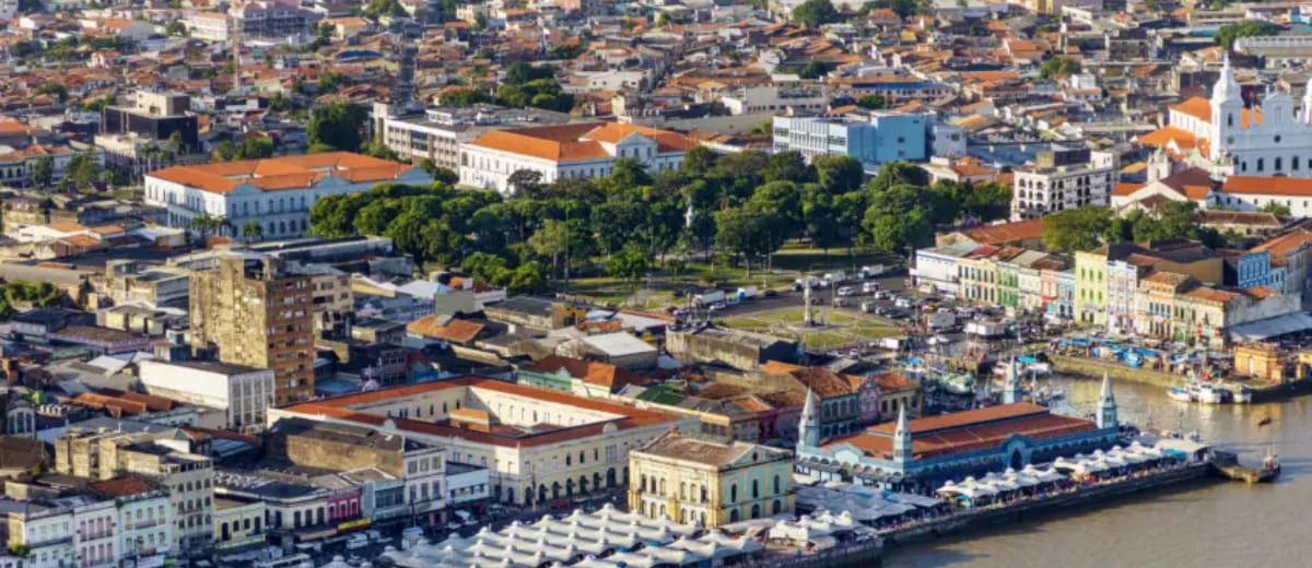 Imagem aérea da cidade de Belém, no Pará.